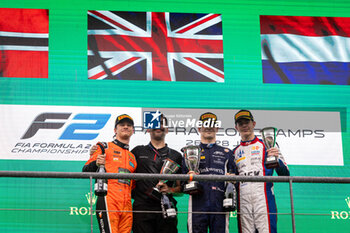 2024-07-27 - O’SULLIVAN Zak (gbr), ART Grand Prix, Dallara F2 2024, HAUGER Dennis (nor), MP Motorsport, Dallara F2 2024, VERSCHOOR Richard (nld), Trident, Dallara F2 2024, portrait, podium during the 10th round of the 2024 FIA Formula 2 Championship from July 26 to 28, 2024 on the Circuit de Spa-Francorchamps, in Stavelot, Belgium - AUTO - FORMULA 2 2024 - SPA-FRANCORCHAMPS - FORMULA 2 - MOTORS