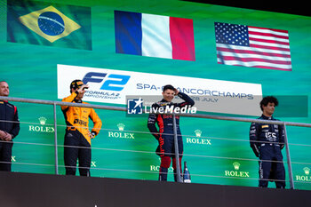 2024-07-28 - CRAWFORD Jak (usa), DAMS Lucas Oil, Dallara F2 2024, portrait BORTOLETO Gabriel (bra), Invicta Racing, Dallara F2 2024, portrait HADJAR Isack (fra), Campos Racing, Dallara F2 2024, portrait podium during the 10th round of the 2024 FIA Formula 2 Championship from July 26 to 28, 2024 on the Circuit de Spa-Francorchamps, in Stavelot, Belgium - AUTO - FORMULA 2 2024 - SPA-FRANCORCHAMPS - FORMULA 2 - MOTORS