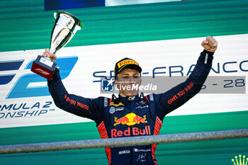 2024-07-28 - HADJAR Isack (fra), Campos Racing, Dallara F2 2024, portrait, podium during the 10th round of the 2024 FIA Formula 2 Championship from July 26 to 28, 2024 on the Circuit de Spa-Francorchamps, in Stavelot, Belgium - AUTO - FORMULA 2 2024 - SPA-FRANCORCHAMPS - FORMULA 2 - MOTORS