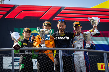 2024-09-01 - BORTOLETO Gabriel (bra), Invicta Racing, Dallara F2 2024, VERSCHOOR Richard (nld), Trident, Dallara F2 2024, MALONY Zane (bar), Rodin Motorsport, Dallara F2 2024, portrait, podium during the 11th round of the 2024 FIA Formula 2 Championship from August 30 to September 1, 2024 on the Autodromo Nazionale Monza, in Monza, Italy - AUTO - FORMULA 2 2024 - MONZA - FORMULA 2 - MOTORS