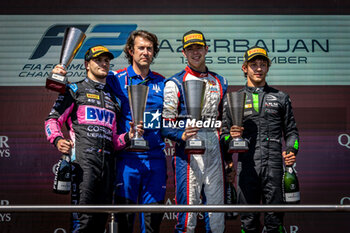 2024-09-15 - MARTINS Victor (fra), ART Grand Prix, Dallara F2 2024, portrait, VERSCHOOR Richard (nld), Trident, Dallara F2 2024, portrait, ANTONELLI Andrea Kimi (ita), Prema Racing, Dallara F2 2024, portrait during the 12th round of the 2024 FIA Formula 2 Championship from September 13 to 15, 2024 on the Baku City Circuit, in Baku, Azerbaijan - AUTO - FORMULA 2 2024 - BAKU - FORMULA 2 - MOTORS