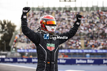 2024-01-13 - WEHRLEIN Pascal (ger), TAG HEUER Porsche Formula E Team, Porsche 99X Electric, portrait victory celebration during the 2024 Hankook Mexico City ePrix, 1st meeting of the 2023-24 ABB FIA Formula E World Championship, on the Autodromo Hermanos Rodriguez from January 11 to 13, in Mexico City, Mexico - 2024 FORMULA E HANKOOK MEXICO CITY EPRIX - FORMULA E - MOTORS