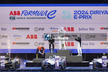 2024-01-26 - DENNIS Jake (gbr), Andretti Global, Porsche 99X Electric, portrait VERGNE Jean-Eric (fra), DS Penske, DS E-Tense FE23, portrait CASSIDY Nick (nzl), Jaguar TCS Racing, Jaguar I-Type 6, portrait podium, portrait during the 2024 Diriyah E-Prix, 2nd meeting of the 2023-24 ABB FIA Formula E World Championship, on the Riyadh Street Circuit from January 25 to 27, in Diriyah, Saudi Arabia - 2024 FORMULA E DIRIYAH E-PRIX - FORMULA E - MOTORS