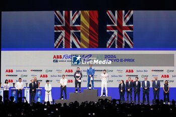 2024-03-30 - GUNTHER Maximilian (ger), Maserati MSG Racing, Maserati Tipo Folgore, portrait, ROWLAND Oliver (gbr), Nissan Formula E Team, Nissan e-4ORCE 04, portrait, DENNIS Jake (gbr), Andretti Global, Porsche 99X Electric, portrait, , podium, portrait, during the 2024 Tokyo ePrix, 4th meeting of the 2023-24 ABB FIA Formula E World Championship, on the Tokyo Street Circuit from March 28 to 30, 2024 in Tokyo, Japan - 2024 FORMULA E TOKYO EPRIX - FORMULA E - MOTORS