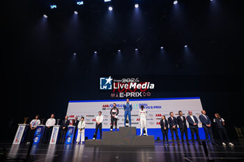 2024-03-30 - Podium: GUNTHER Maximilian (ger), Maserati MSG Racing, Maserati Tipo Folgore, ROWLAND Oliver (gbr), Nissan Formula E Team, Nissan e-4ORCE 04, DENNIS Jake (gbr), Andretti Global, Porsche 99X Electric, REID Robert, FIA Deputy President for Sport, Natalie Robyn, FIA CEO, during the 2024 Tokyo ePrix, 4th meeting of the 2023-24 ABB FIA Formula E World Championship, on the Tokyo Street Circuit from March 28 to 30, 2024 in Tokyo, Japan - 2024 FORMULA E TOKYO EPRIX - FORMULA E - MOTORS