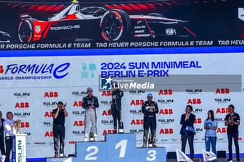 2024-05-12 - DA COSTA Antonio Felix (prt), TAG HEUER Porsche Formula E Team, Porsche 99X Electric, portrait CASSIDY Nick (nzl), Jaguar TCS Racing, Jaguar I-Type 6, portrait ROWLAND Oliver (gbr), Nissan Formula E Team, Nissan e-4ORCE 04, portrait podium, during the 2024 Berlin ePrix, 7th meeting of the 2023-24 ABB FIA Formula E World Championship, on the Tempelhof Airport Street Circuit from May 10 to 12, 2024 in Berlin, Germany - 2024 FORMULA E BERLIN EPRIX - FORMULA E - MOTORS