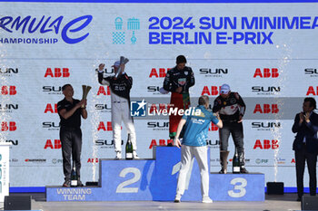 2024-05-12 - DA COSTA Antonio Felix (prt), TAG HEUER Porsche Formula E Team, Porsche 99X Electric, portrait CASSIDY Nick (nzl), Jaguar TCS Racing, Jaguar I-Type 6, portrait ROWLAND Oliver (gbr), Nissan Formula E Team, Nissan e-4ORCE 04, portrait podium, during the 2024 Berlin ePrix, 7th meeting of the 2023-24 ABB FIA Formula E World Championship, on the Tempelhof Airport Street Circuit from May 10 to 12, 2024 in Berlin, Germany - 2024 FORMULA E BERLIN EPRIX - FORMULA E - MOTORS