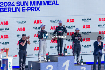 2024-05-12 - DA COSTA Antonio Felix (prt), TAG HEUER Porsche Formula E Team, Porsche 99X Electric, CASSIDY Nick (nzl), Jaguar TCS Racing, Jaguar I-Type 6, ROWLAND Oliver (gbr), Nissan Formula E Team, Nissan e-4ORCE 04, podium, portrait during the 2024 Berlin ePrix, 7th meeting of the 2023-24 ABB FIA Formula E World Championship, on the Tempelhof Airport Street Circuit from May 10 to 12, 2024 in Berlin, Germany - 2024 FORMULA E BERLIN EPRIX - FORMULA E - MOTORS