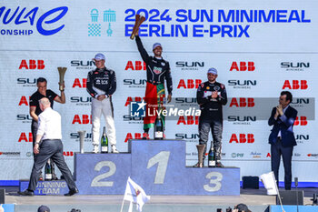 2024-05-12 - DA COSTA Antonio Felix (prt), TAG HEUER Porsche Formula E Team, Porsche 99X Electric, portrait CASSIDY Nick (nzl), Jaguar TCS Racing, Jaguar I-Type 6, portrait ROWLAND Oliver (gbr), Nissan Formula E Team, Nissan e-4ORCE 04, portrait podium, during the 2024 Berlin ePrix, 7th meeting of the 2023-24 ABB FIA Formula E World Championship, on the Tempelhof Airport Street Circuit from May 10 to 12, 2024 in Berlin, Germany - 2024 FORMULA E BERLIN EPRIX - FORMULA E - MOTORS