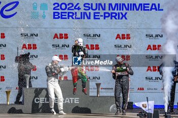 2024-05-12 - DA COSTA Antonio Felix (prt), TAG HEUER Porsche Formula E Team, Porsche 99X Electric, portrait CASSIDY Nick (nzl), Jaguar TCS Racing, Jaguar I-Type 6, portrait ROWLAND Oliver (gbr), Nissan Formula E Team, Nissan e-4ORCE 04, portrait podium, during the 2024 Berlin ePrix, 7th meeting of the 2023-24 ABB FIA Formula E World Championship, on the Tempelhof Airport Street Circuit from May 10 to 12, 2024 in Berlin, Germany - 2024 FORMULA E BERLIN EPRIX - FORMULA E - MOTORS