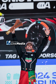 2024-05-12 - DA COSTA Antonio Felix (prt), TAG HEUER Porsche Formula E Team, Porsche 99X Electric, portrait at the podium during the 2024 Berlin ePrix, 7th meeting of the 2023-24 ABB FIA Formula E World Championship, on the Tempelhof Airport Street Circuit from May 10 to 12, 2024 in Berlin, Germany - 2024 FORMULA E BERLIN EPRIX - FORMULA E - MOTORS