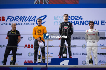 2024-05-26 - Podium, HUGHES Jake (gbr), NEOM McLaren Formula E Team, Nissan e-4ORCE 04, DA COSTA Antonio Felix (prt), TAG HEUER Porsche Formula E Team, Porsche 99X Electric, NATO Norman (fra), Andretti Global, Porsche 99X Electric, portrait during the 2024 Shanghai ePrix, 8th meeting of the 2023-24 ABB FIA Formula E World Championship, on the Shanghai International Circuit from May 24 to 26, 2024 in Shanghai, China - 2024 FORMULA E SHANGHAI EPRIX - FORMULA E - MOTORS