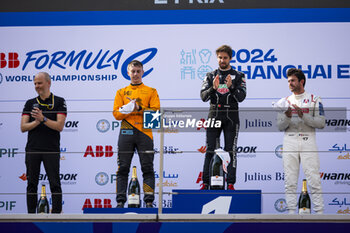 2024-05-26 - Podium, HUGHES Jake (gbr), NEOM McLaren Formula E Team, Nissan e-4ORCE 04, DA COSTA Antonio Felix (prt), TAG HEUER Porsche Formula E Team, Porsche 99X Electric, NATO Norman (fra), Andretti Global, Porsche 99X Electric, portrait during the 2024 Shanghai ePrix, 8th meeting of the 2023-24 ABB FIA Formula E World Championship, on the Shanghai International Circuit from May 24 to 26, 2024 in Shanghai, China - 2024 FORMULA E SHANGHAI EPRIX - FORMULA E - MOTORS