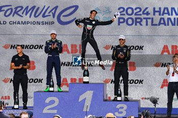 2024-06-29 - DA COSTA Antonio Felix (prt), TAG HEUER Porsche Formula E Team, Porsche 99X Electric, portrait VERGNE Jean-Eric (fra), DS Penske, DS E-Tense FE23, portrait FRIJNS Robin (nld), Envision Racing, Jaguar I-Type 6, portrait podium, portrait race 1 during the 2024 Portland ePrix, 9th meeting of the 2023-24 ABB FIA Formula E World Championship, on the Portland International Raceway from June 28 to 30, 2024 in Portland, United States of America - 2024 FORMULA E PORTLAND EPRIX - FORMULA E - MOTORS