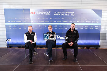 2024-11-07 - FILIPPI Sylvain, Envision Virgin Racing Managing Director and CTO, portrait, CHARLES Phil, DS Penske Formula E Team Deputy Team Principal, portrait and MODLINGER Florian, TAG Heuer Porsche Formula E Team, portrait press conference de presse, press conferenceduring the pre-season testing of the 2024-25 ABB FIA Formula E World Championship, on the Circuit del Jarama from November 5 to 8, 2024 in San Sebastián de los Reyes, Spain - 2025 FORMULA E PRE-SEASON TEST - FORMULA E - MOTORS