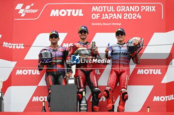 2024-10-06 - Races of Motul Grand Prix of Japan of MotoGP at Motegi Circuit. October 06, 2024 In picture: Francesco Bagnaia , Jorge Martin and Marc Marquez Carreras del Gran Premio Motul de MotoGP de Japon en el circuito de Motegi. 6 de Octubre de 2024 POOL/ MotoGP.com / Cordon Press Images will be for editorial use only. Mandatory credit: ?MotoGP.com Cordon Press Cordon Press - RACES MOTOGP JAPAN GRAND PRIX - MOTOGP - MOTORS