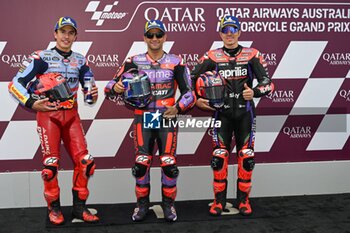 2024-10-19 - Qualifying Qatar Airways Australian Grand Prix of MotoGP at Phillip Island Circuit. Australia October 19, 2024 In picture: Jorge Martin , Marc Marquez and Maverick Vi?ales Clasificacion del Gran Premio Qatar Airways de MotoGP de Australia en el circuito de Phillip Island. 19 de Octubre de 2024 POOL/ MotoGP.com / Cordon Press Images will be for editorial use only. Mandatory credit: ?MotoGP.com Cordon Press Cordon Press - QUALIFYING MOTOGP AUSTRALIAN GRAND PRIX - MOTOGP - MOTORS