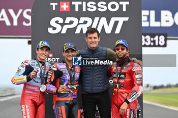 2024-10-19 - Sprint race Qatar Airways Australian Grand Prix of MotoGP at Phillip Island Circuit. Australia October 19, 2024 In picture: Jorge Martin , Marc Marquez and Enea Bastianini Carrera al sprint del Gran Premio Qatar Airways de MotoGP de Australia en el circuito de Phillip Island. 19 de Octubre de 2024 POOL/ MotoGP.com / Cordon Press Images will be for editorial use only. Mandatory credit: ?MotoGP.com Cordon Press Cordon Press - SPRINT RACE MOTOGP AUSTRALIAN GRAND PRIX - MOTOGP - MOTORS