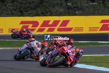 2024-10-20 - Races of Qatar Airways Australian Grand Prix of MotoGP at Phillip Island Circuit. Australia October 20, 2024 In picture: Marc Marquez and Jorge Martin and Francesco Bagnaia Carreras del Gran Premio Qatar Airways de MotoGP de Australia en el circuito de Phillip Island. 20 de Octubre de 2024 POOL/ MotoGP.com / Cordon Press Images will be for editorial use only. Mandatory credit: ?MotoGP.com Cordon Press Cordon Press - RACES MOTOGP AUSTRALIAN GRAND PRIX - MOTOGP - MOTORS