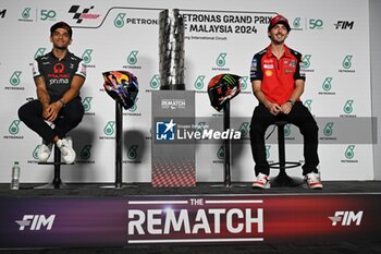 31/10/2024 - Press conference before Petronas Grand Prix of Malaysia of MotoGP at Sepang Circuit. October 31 2024 In picture: Jorge Martin and Francesco Bagnaia Rueda de prensa previa al Gran Premio de MotoGP de Malasia en el Circuito Internacional de Sepang. 31 de Octubre de 2024 POOL/ MotoGP.com / Cordon Press Images will be for editorial use only. Mandatory credit: ?MotoGP.com Cordon Press - PRESS CONFERENCE MOTOGP GRAND PRIX OF MALAYSIA - MOTOGP - MOTORI