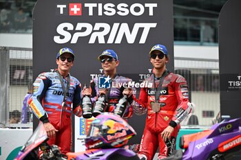 2024-11-02 - Sprint Race of Petronas Grand Prix of Malaysia of MotoGP at Sepang Circuit. November 02 2024 In picture: Jorge Martin, Marc Marquez and Enea Bastianini Carrera al Sprint del Gran Premio de MotoGP de Malasia en el Circuito Internacional de Sepang. 02 de Noviembre de 2024 POOL/ MotoGP.com / Cordon Press Images will be for editorial use only. Mandatory credit: ?MotoGP.com Cordon Press - SPRINT RACE MOTOGP GRAND PRIX OF MALAYSIA - MOTOGP - MOTORS