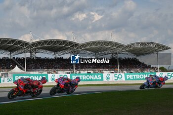 2024-11-03 - Races of Petronas Grand Prix of Malaysia of MotoGP at Sepang Circuit. November 03 2024 In picture: Francesco Bagnaia and Jorge Martin and Marc Marquez Carreras del Gran Premio de MotoGP de Malasia en el Circuito Internacional de Sepang. 03 de Noviembre de 2024 POOL/ MotoGP.com / Cordon Press Images will be for editorial use only. Mandatory credit: ?MotoGP.com Cordon Press - RACES MOTOGP GRAND PRIX OF MALAYSIA - MOTOGP - MOTORS