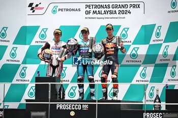 2024-11-03 - Races of Petronas Grand Prix of Malaysia of MotoGP at Sepang Circuit. November 03 2024 In picture: Moto3 David Alonso , Taiyo Furusato and Jose Antonio Rueda ( Carreras del Gran Premio de MotoGP de Malasia en el Circuito Internacional de Sepang. 03 de Noviembre de 2024 POOL/ MotoGP.com / Cordon Press Images will be for editorial use only. Mandatory credit: ?MotoGP.com Cordon Press - RACES MOTOGP GRAND PRIX OF MALAYSIA - MOTOGP - MOTORS