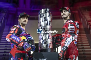 2024-11-13 - Events before Motul Solidarity Grand Prix of Barcelona of MotoGP at Barcelona-Catalunya Circuit. November 13 2024. In picture: Jorge Martin and Francesco Bagnaia took to the stage at the National Museum d'Art of Catalunya (MNAC) on Wednesday for a photo and filming session ahead of the weekend Evento previo al Gran Premio Solidario Motul de MotoGP de Barcelona en el Circuito de Barcelona-Catalunya. 13 de Noviembre de 2024 POOL/ MotoGP.com / Cordon Press Images will be for editorial use only. Mandatory credit: ?MotoGP.com Cordon Press - EVENTS MOTOGP SOLIDARITY GRAND PRIX OF BARCELONA - MOTOGP - MOTORS