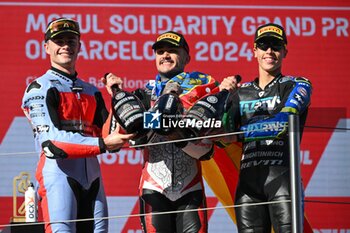 17/11/2024 - Races of Motul Solidarity Grand Prix of Barcelona of MotoGP at Barcelona-Catalunya Circuit. November 17 2024. In picture: Moto2? Aron Canet , Manuel Gonzalez and Diogo Moreira Carreras del Gran Premio Solidario Motul de MotoGP de Barcelona en el Circuito de Barcelona-Catalunya. 17 de Noviembre de 2024 POOL/ MotoGP.com / Cordon Press Images will be for editorial use only. Mandatory credit: ?MotoGP.com Cordon Press - RACES MOTOGP SOLIDARITY GRAND PRIX OF BARCELONA - MOTOGP - MOTORI