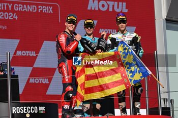 17/11/2024 - Races of Motul Solidarity Grand Prix of Barcelona of MotoGP at Barcelona-Catalunya Circuit. November 17 2024. In picture: Moto3? David Alonso , Daniel Holgado and Angel Piqueras Carreras del Gran Premio Solidario Motul de MotoGP de Barcelona en el Circuito de Barcelona-Catalunya. 17 de Noviembre de 2024 POOL/ MotoGP.com / Cordon Press Images will be for editorial use only. Mandatory credit: ?MotoGP.com Cordon Press - RACES MOTOGP SOLIDARITY GRAND PRIX OF BARCELONA - MOTOGP - MOTORI