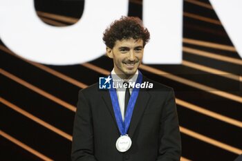 17/11/2024 - The 2024 MotoGP? Awards took place on Sunday night in Barcelona as we witnessed this season?s Champions collect their medals at the Museu Nacional d'Art de Catalunya, Barcelona, Spain 17 November 2024. In picture: Francesco Bagnaia El domingo por la noche se celebraron los premios MotoGP? 2024 en Barcelona, ??donde pudimos ver a los campeones de esta temporada recoger sus medallas en el Museu Nacional d'Art de Catalunya, Barcelona, ??Espa?a, 17 de noviembre de 2024 POOL/ MotoGP.com / Cordon Press Images will be for editorial use only. Mandatory credit: ?MotoGP.com Cordon Press *** Local Caption *** MotoGP? Awards Champions collect their medals - MOTOGP AWARDS CHAMPIONS COLLECT THEIR MEDALS - MOTOGP - MOTORI