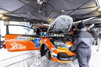 2024-02-14 - 60 Gerardo ROSSELOT, Marcelo BRIZIO,Ford Fiesta Rally3, service during the Rally Sweden 2024, 2nd round of the 2024 WRC World Rally Car Championship, from February 15 to 18, 2024 at Umea, Sweden - AUTO - WRC - RALLY SWEDEN 2024 - RALLY - MOTORS