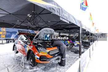 2024-02-14 - 62 Max SMART, Cameron FAIR, Fiesta Rally3, service during the Rally Sweden 2024, 2nd round of the 2024 WRC World Rally Car Championship, from February 15 to 18, 2024 at Umea, Sweden - AUTO - WRC - RALLY SWEDEN 2024 - RALLY - MOTORS