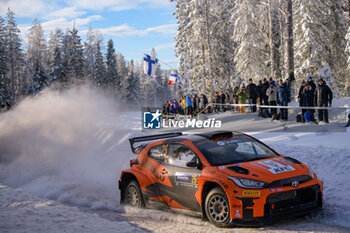 2024-02-17 - Drive Georg Linnamae And James Morgan,Toyota Gr Yaris,They Face Day Two Of The Race,During Fia World Rally Championship Wrc Rally Sweden 2024 17 February , Umea Sweden - FIA WORLD RALLY CHAMPIONSHIP WRC RALLY SWEDEN 2024 - RALLY - MOTORS