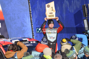 2024-02-18 - Driver Esapekka Lappi The of The Hyundai Shell Mobis World Rally Team, Hyundaii20 N Rally1 Hybrid, In Celebrating The Final Podium ,Compete During Fia World Rally Championship Wrc Rally Sweden 2024 18 February , Umea Sweden - FIA WORLD RALLY CHAMPIONSHIP WRC RALLY SWEDEN 2024  - RALLY - MOTORS