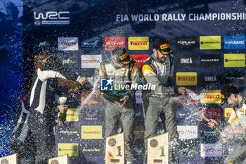2024-02-18 - Mille JOHANSSON, Johan GRÖNVALL, Ford Fiesta Rally3, podium, portrait during the Rally Sweden 2024, 2nd round of the 2024 WRC World Rally Car Championship, from February 15 to 18, 2024 at Umea, Sweden - AUTO - WRC - RALLY SWEDEN 2024 - RALLY - MOTORS
