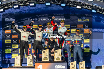 2024-02-18 - LAPPI Esapekka, Hyundai I20 Rally1, portrait, EVANS Elfyn, Toyota GR Yaris Rally1, portrait, FOURMAUX Adrien, Ford Puma Rally1, portrait, podium, portrait during the Rally Sweden 2024, 2nd round of the 2024 WRC World Rally Car Championship, from February 15 to 18, 2024 at Umea, Sweden - AUTO - WRC - RALLY SWEDEN 2024 - RALLY - MOTORS