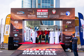 2024-02-26 - 403 GUAYASAMIN Sebastian (USA), ACOSTA Fernando (ARG), FN Speed Team, BRP, Can-Am Maverick XRS TURBO RR, FIA W2RC, ambiance during the starting podium of the 2024 Abu Dhabi Desert Challenge, on February 26, 2024 in Abu Dhabi, United Arab Emirates - W2RC - ABU DHABI DESERT CHALLENGE 2024 - RALLY - MOTORS