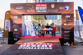 2024-02-26 - 68 PUREVDORJ Murun (MNG), KTM 450 EXC, ambiance during the starting podium of the 2024 Abu Dhabi Desert Challenge, on February 26, 2024 in Abu Dhabi, United Arab Emirates - W2RC - ABU DHABI DESERT CHALLENGE 2024 - RALLY - MOTORS