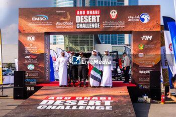 2024-02-26 - 208 VARIAWA Saoud (ZAF), CAZALET François (FRA), Toyota Gazoo Racing, Toyota GR DKR Hilux, FIA W2RC, ambiance during the starting podium of the 2024 Abu Dhabi Desert Challenge, on February 26, 2024 in Abu Dhabi, United Arab Emirates - W2RC - ABU DHABI DESERT CHALLENGE 2024 - RALLY - MOTORS