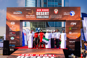2024-02-26 - 209 AL RAJHI Yazeed (SAU), GOTTSCHALK Timo (DEU), Overdrive Racing, Toyota Hilux Overdrive, FIA W2RC, ambiance during the starting podium of the 2024 Abu Dhabi Desert Challenge, on February 26, 2024 in Abu Dhabi, United Arab Emirates - W2RC - ABU DHABI DESERT CHALLENGE 2024 - RALLY - MOTORS