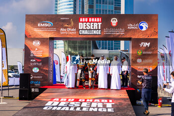 2024-02-26 - 214 KOLOC Aliyyah (SYC), DELAUNAY Sebastien (FRA), Buggyra ZM Racing, Red-Lined Revo T1+, FIA W2RC, ambiance during the starting podium of the 2024 Abu Dhabi Desert Challenge, on February 26, 2024 in Abu Dhabi, United Arab Emirates - W2RC - ABU DHABI DESERT CHALLENGE 2024 - RALLY - MOTORS