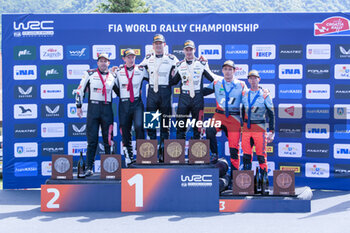 2024-04-21 - Driver Elfyn Evans And Co-Driver Scott Martin And Driver Sebastien Ogier And Co-Driver Vincent Landais And Driver Thierry Neuville And Co-Driver Martijn Wydaeghe,The Final Podium Power Stage ,During Fia World Rally Championship Wrc Rally Croatia 2024 21 April , Zagreb - FIA WORLD RALLY CHAMPIONSHIP WRC RALLY CROATIA  2024 - RALLY - MOTORS
