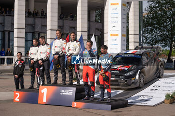 21/04/2024 - Driver Elfyn Evans And Co-Driver Scott Martin And Driver Sebastien Ogier And Co-Driver Vincent Landais And Driver Thierry Neuville And Co-Driver Martijn Wydaeghe,In Celebrating The Final PodiumDuring Fia World Rally Championship Wrc Rally Croatia 2024 21 April , Zagreb - FIA WORLD RALLY CHAMPIONSHIP WRC RALLY CROATIA  2024 - RALLY - MOTORI