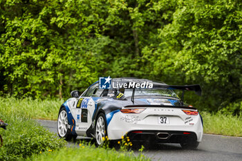 2024-04-18 - 37 PINTO Sergio, GREPPIN Charlène, Alpine A110, action during the Rallye Rhône Charbonnières 2024, 2nd round of the Championnat de France des Rallyes 2024, from April 18 to 20 in Charbonnières-les-Bains, France - AUTO - RALLYE RHONE CHARBONNIERES 2024 - RALLY - MOTORS
