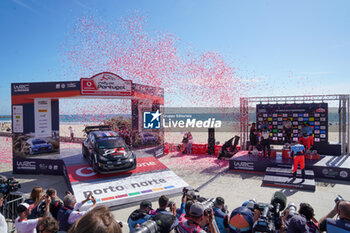 2024-05-12 - 17 OGIER Sebastien, LANDAIS Vincent, Toyota GR Yaris Rally1, 08 TANAK Ott, JARVEOJA Martin, Hyundai I20 Rally1, 11 NEUVILLE Thierry, WYDAEGHE Martijn, Hyundai I20 Rally1, podium, portrait Matosinhos during the Rally de Portugal 2024, 5th round of the 2024 WRC World Rally Car Championship, from May 9 to 12, 2024 at Matoshinhos, Portugal - AUTO - WRC - RALLY DE PORTUGAL 2024 - RALLY - MOTORS