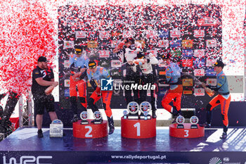 2024-05-12 - 17 OGIER Sebastien, LANDAIS Vincent, Toyota GR Yaris Rally1, 08 TANAK Ott, JARVEOJA Martin, Hyundai I20 Rally1, 11 NEUVILLE Thierry, WYDAEGHE Martijn, Hyundai I20 Rally1, podium, portrait Matosinhos during the Rally de Portugal 2024, 5th round of the 2024 WRC World Rally Car Championship, from May 9 to 12, 2024 at Matoshinhos, Portugal - AUTO - WRC - RALLY DE PORTUGAL 2024 - RALLY - MOTORS