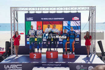 2024-05-12 - 29 JOONA Lauri, HUSSI Janni, Skoda Fabia RS Rally2, 38 MCERLEAN Joshua, FULTON James, Skoda Fabia RS Rally2, 28 SOLANS Jan, SANJUAN Rodrigo, Toyota Yaris Rally2, podium, portrait Matosinhos during the Rally de Portugal 2024, 5th round of the 2024 WRC World Rally Car Championship, from May 9 to 12, 2024 at Matoshinhos, Portugal - AUTO - WRC - RALLY DE PORTUGAL 2024 - RALLY - MOTORS