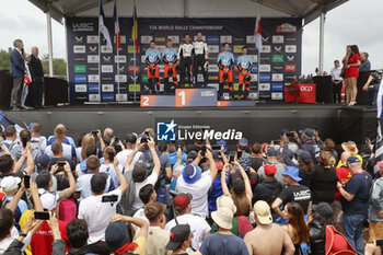 2024-05-12 - 08 TANAK Ott, JARVEOJA Martin, Hyundai I20 Rally1, 11 NEUVILLE Thierry, WYDAEGHE Martijn, Hyundai I20 Rally1, 17 OGIER Sebastien, LANDAIS Vincent, Toyota GR Yaris Rally1, podium, portrait powerstage during the Rally de Portugal 2024, 5th round of the 2024 WRC World Rally Car Championship, from May 9 to 12, 2024 at Matoshinhos, Portugal - AUTO - WRC - RALLY DE PORTUGAL 2024 - RALLY - MOTORS