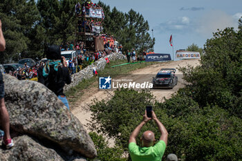 2024-06-01 - The driver Takamoto KATSUTA and is co-driver Aaron JOHNSTON on Toyota GR Yaris Rally1 in action during Day 2 of Rally Italia Sardegna 2024 - WRC - RALLY D'ITALIA SARDEGNA - RALLY - MOTORS